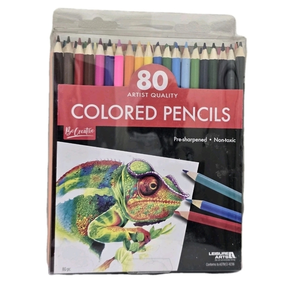 LEISURE ARTS 80ct Premium Quality Pre-Sharpened Colored Pencils ‎ non-toxic
